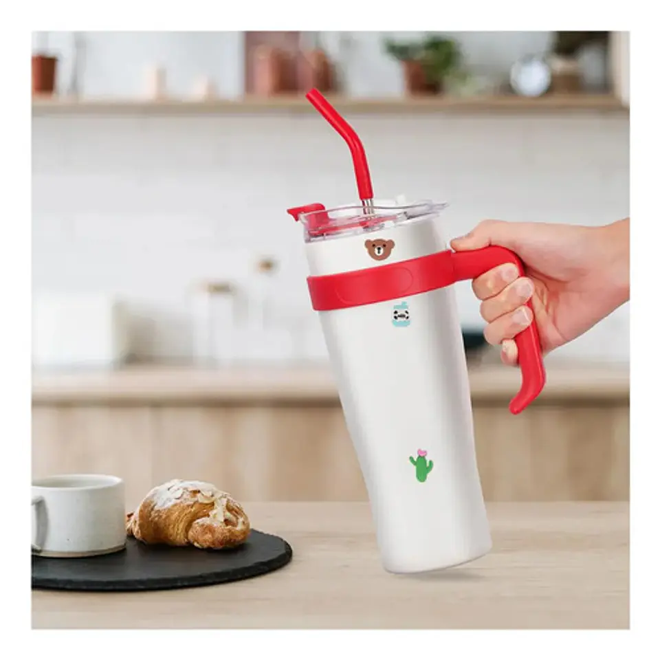Vaso Térmico De 1.2 Lts Con Asa Y Tapa Con Pitillo Vasos 17