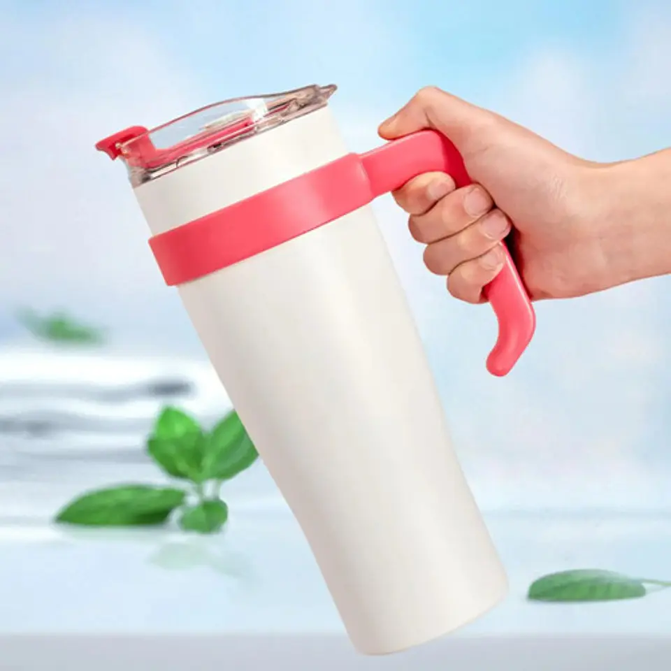 Vaso Térmico De 1.2 Lts Con Asa Y Tapa Con Pitillo Vasos 19