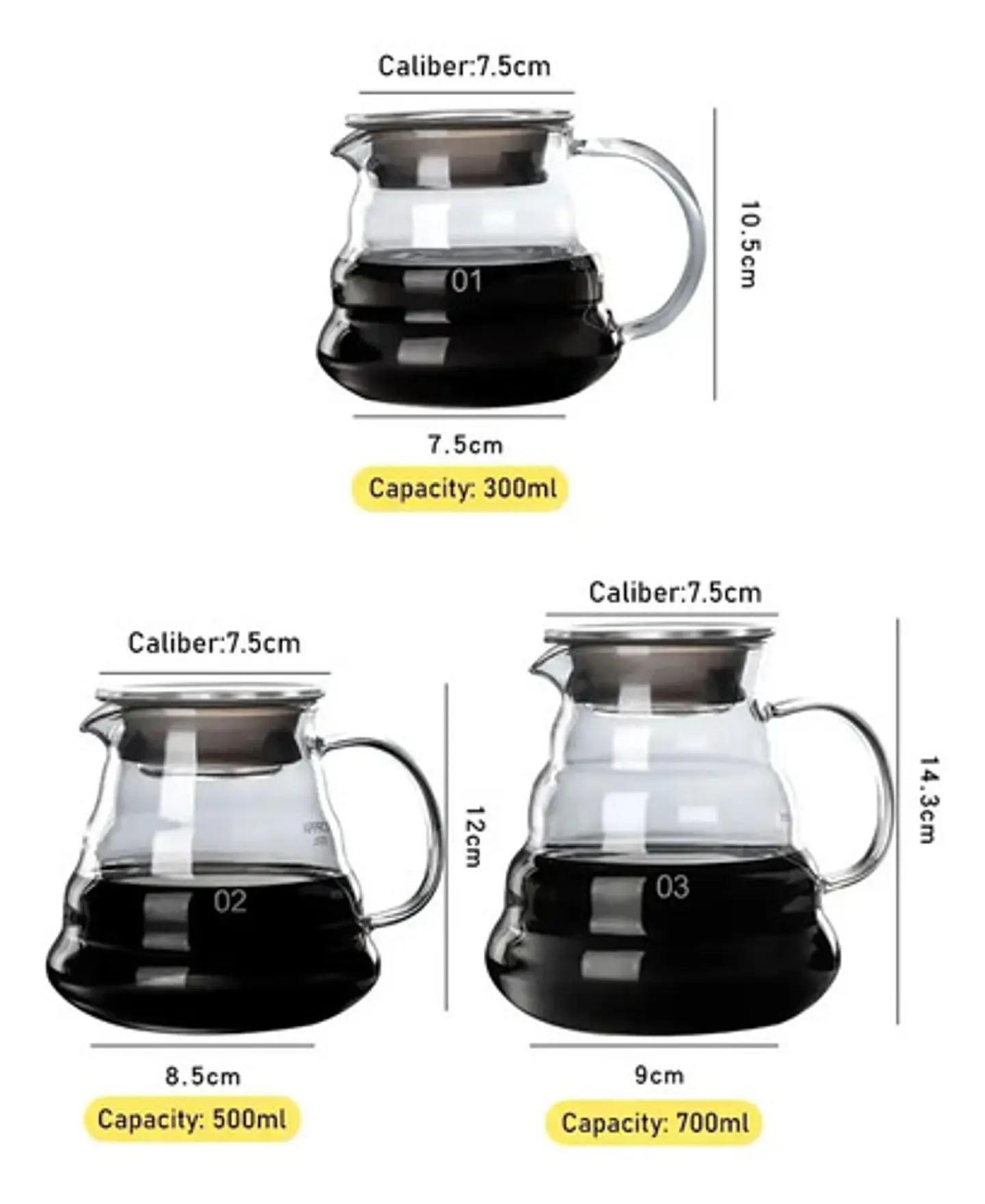 Jarra Profesional De Café Vidrio Para Barismo 600 Ml 5