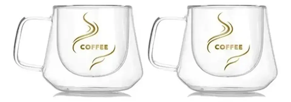 2 Tazas Café Doble Pared Borosilicato 200ml  Pocillo Termico 3