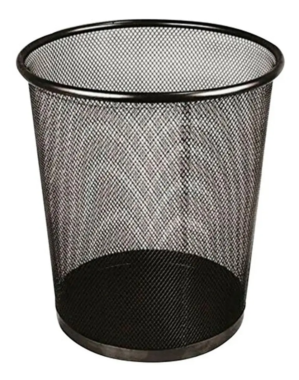 3 Papeleras Piso Metalica Negra 5