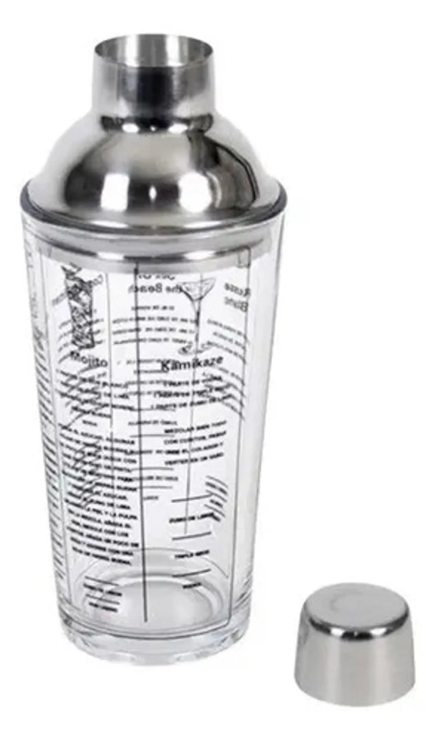 Coctelera Vidrio Medidas Recetas Coctel Color Plateado 400ml 1