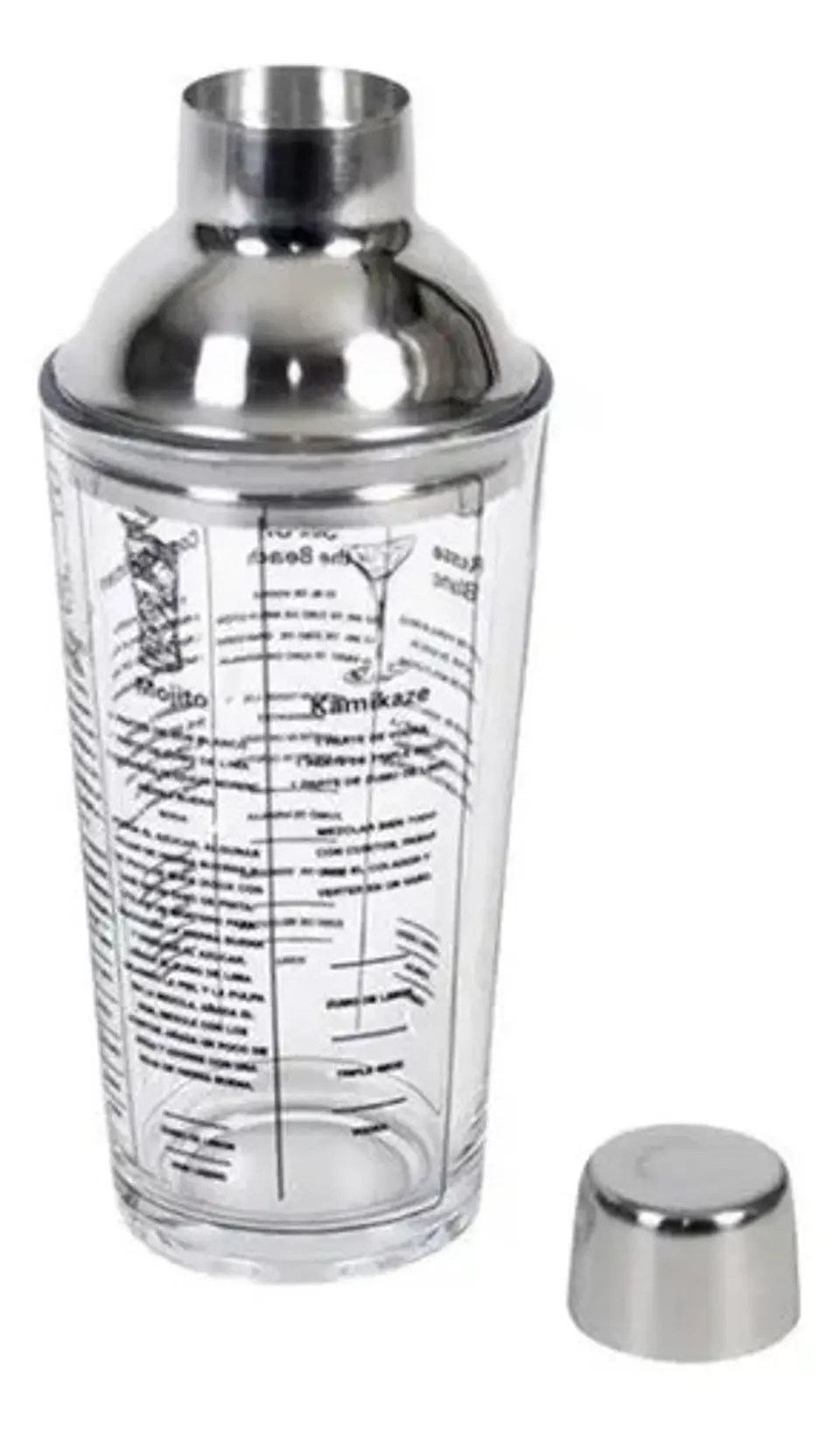 Coctelera Vidrio Medidas Recetas Coctel Color Plateado 400ml 1