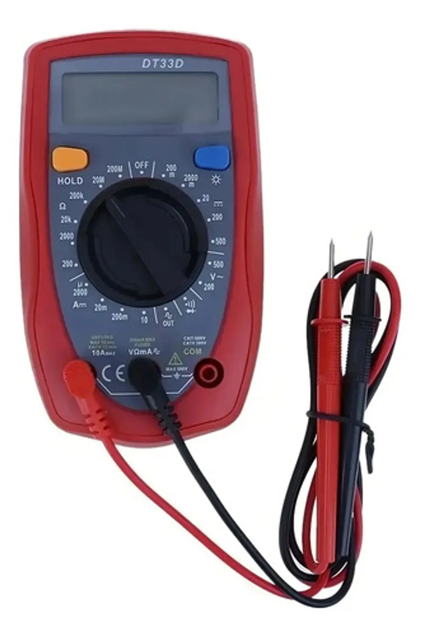 Multímetro Digital Dt33 Voltímetro Amperímetro Ohmímetro Batería 500v 10a 2