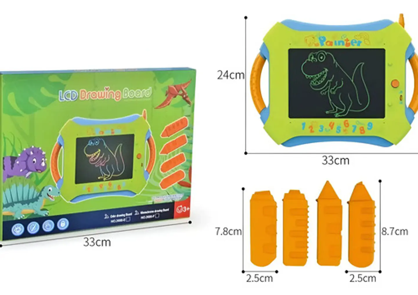 Tablero De Dibujo Lcd Infantil Mcktoys Verde Lima Con Borrado Y Bloqueo 3