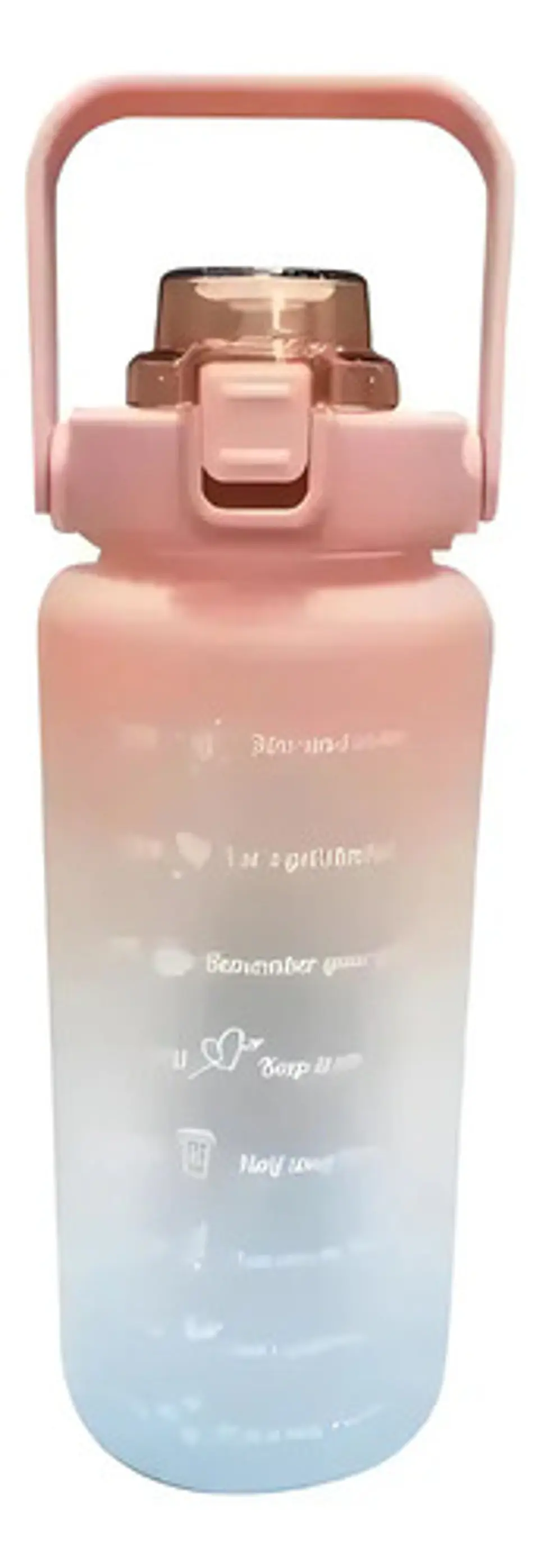 Termo Botella De Agua Motivacional Con Pitillo 2 Litros Color Rosado-azul Pink-blue 1