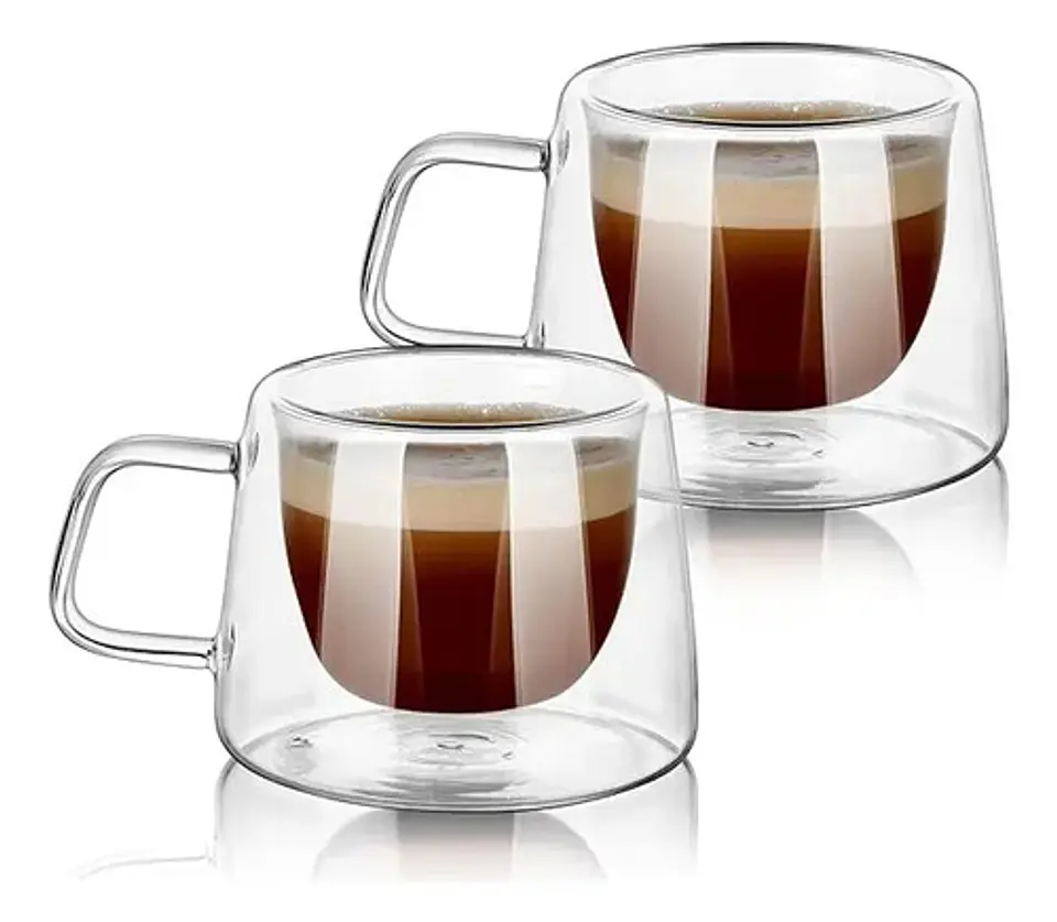 Tazas Café Doble Pared Borosilicato 200ml Pack 2 Macrooutlet Transparente Dc-200ml X2 1
