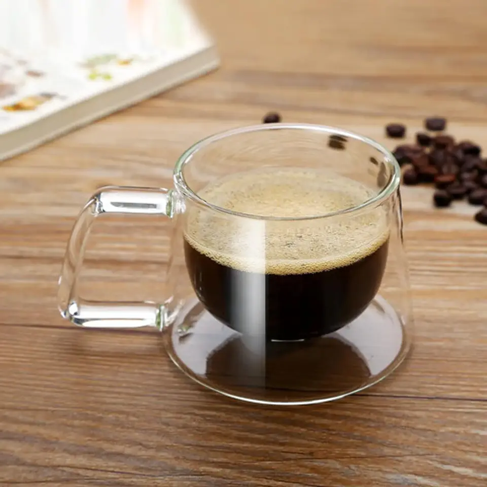 Tazas Café Doble Pared Borosilicato 200ml Pack 2 Macrooutlet Transparente Dc-200ml X2 3