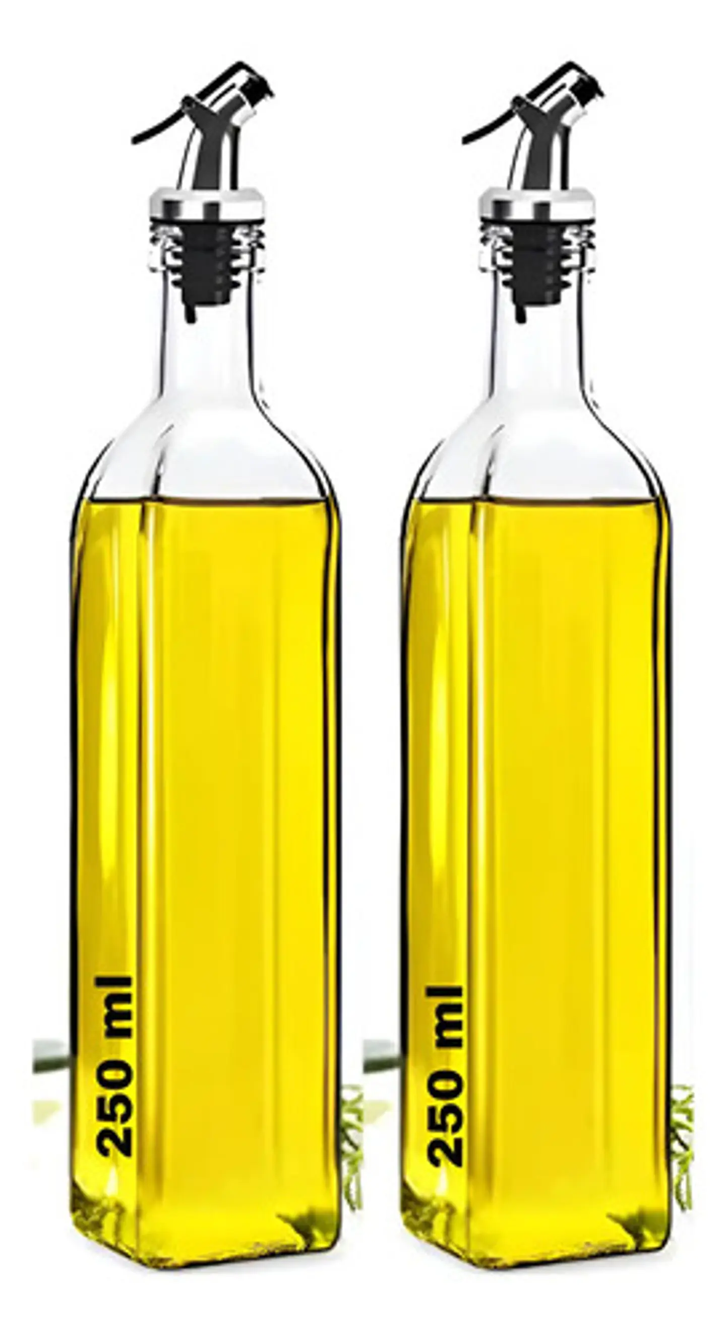 Set X 2 Botellas Aceitero Vinagrero Vidrio Pico 250 Ml 1