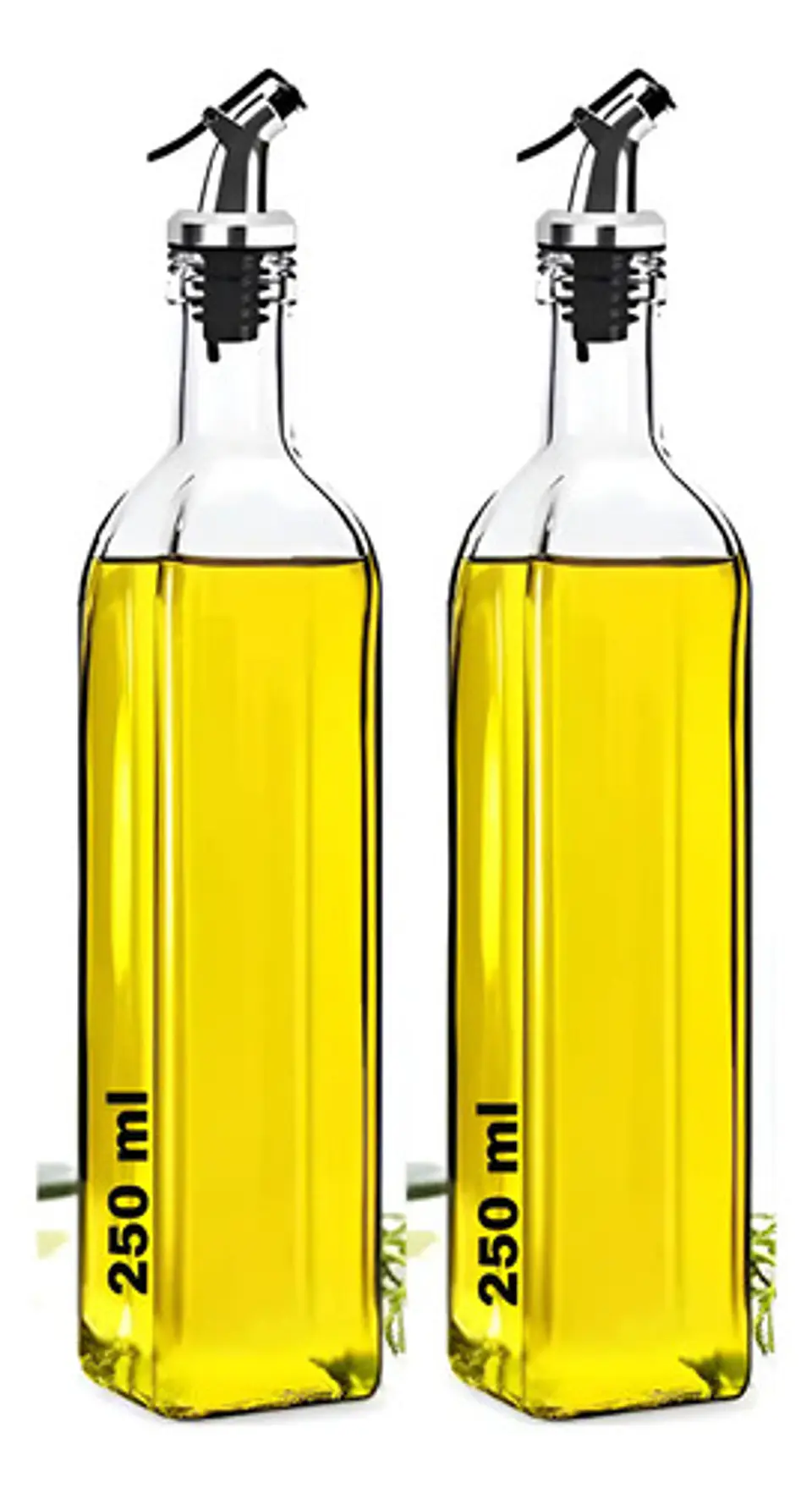 Set X 2 Botellas Aceitero Vinagrero Vidrio Pico 250 Ml 1