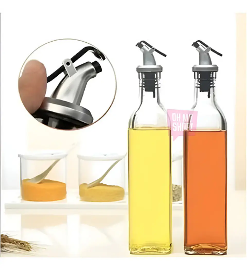 Set X 2 Botellas Aceitero Vinagrero Vidrio Pico 250 Ml 2