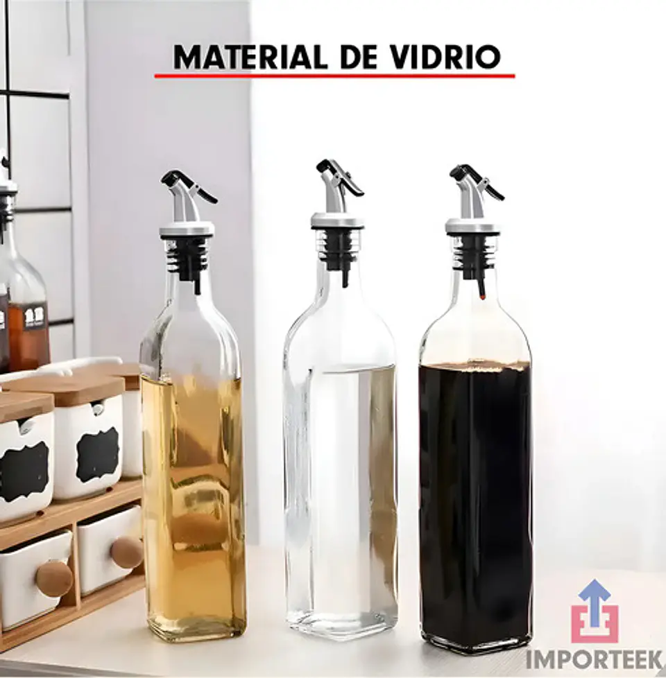 Set X 2 Botellas Aceitero Vinagrero Vidrio Pico 250 Ml 7