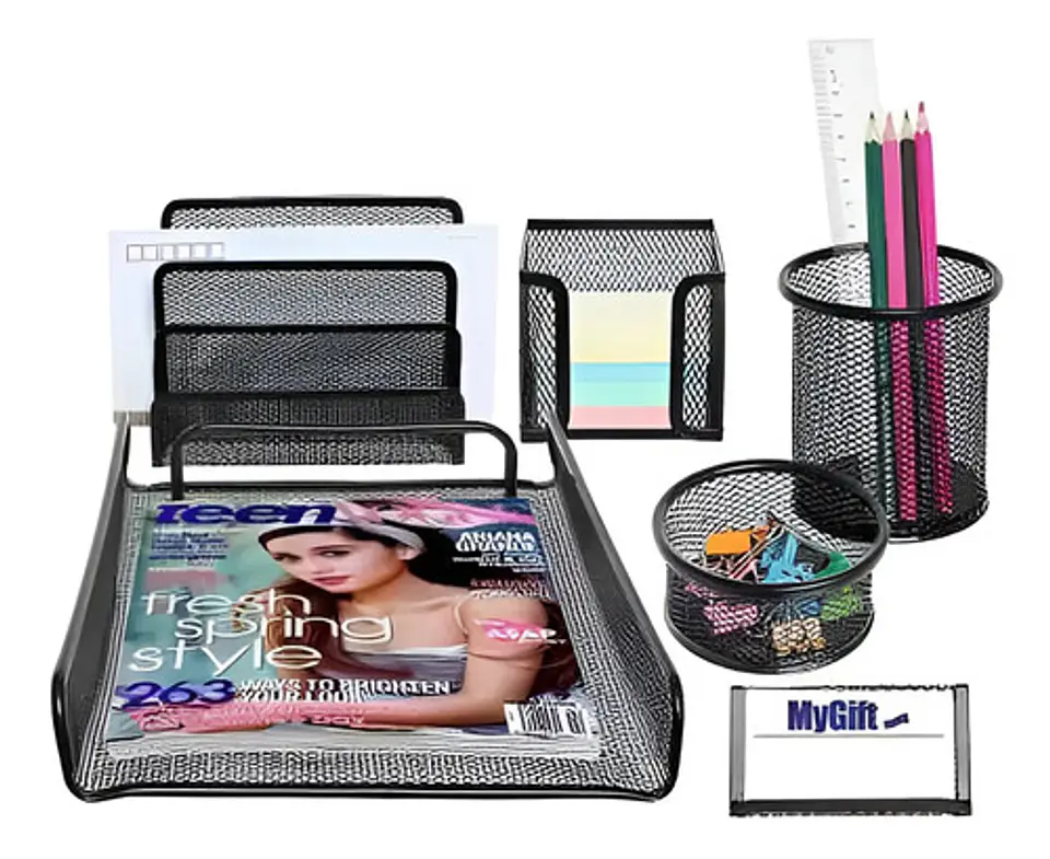 Set Oficina X 6 Organizador Malla Escritorio Office Mesh 1