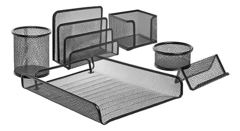 Set Oficina X 6 Organizador Malla Escritorio Office Mesh 2