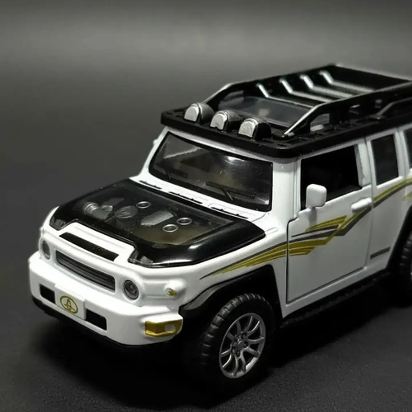 Carro De Juguete Toyota Prado De Metal Con Fricción, Sonido Y Luz Blanco 2