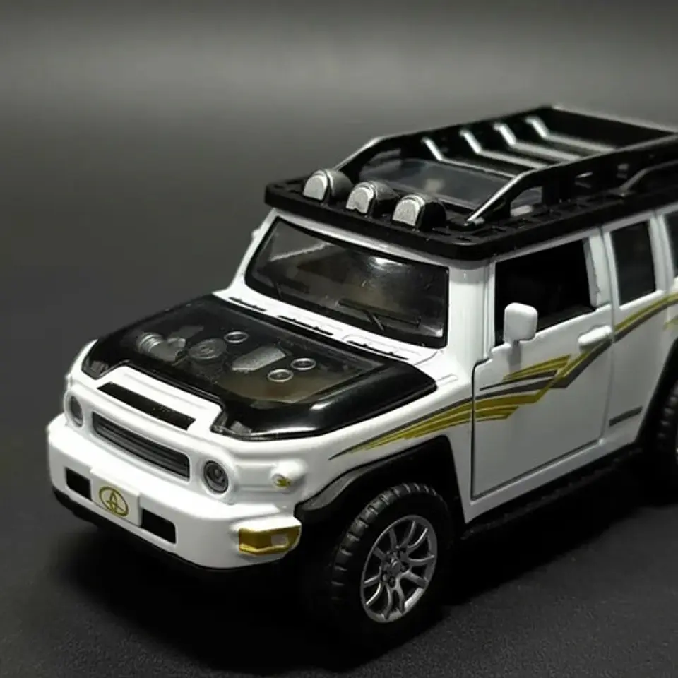 Carro De Juguete Toyota Prado De Metal Con Fricción, Sonido Y Luz Blanco 2