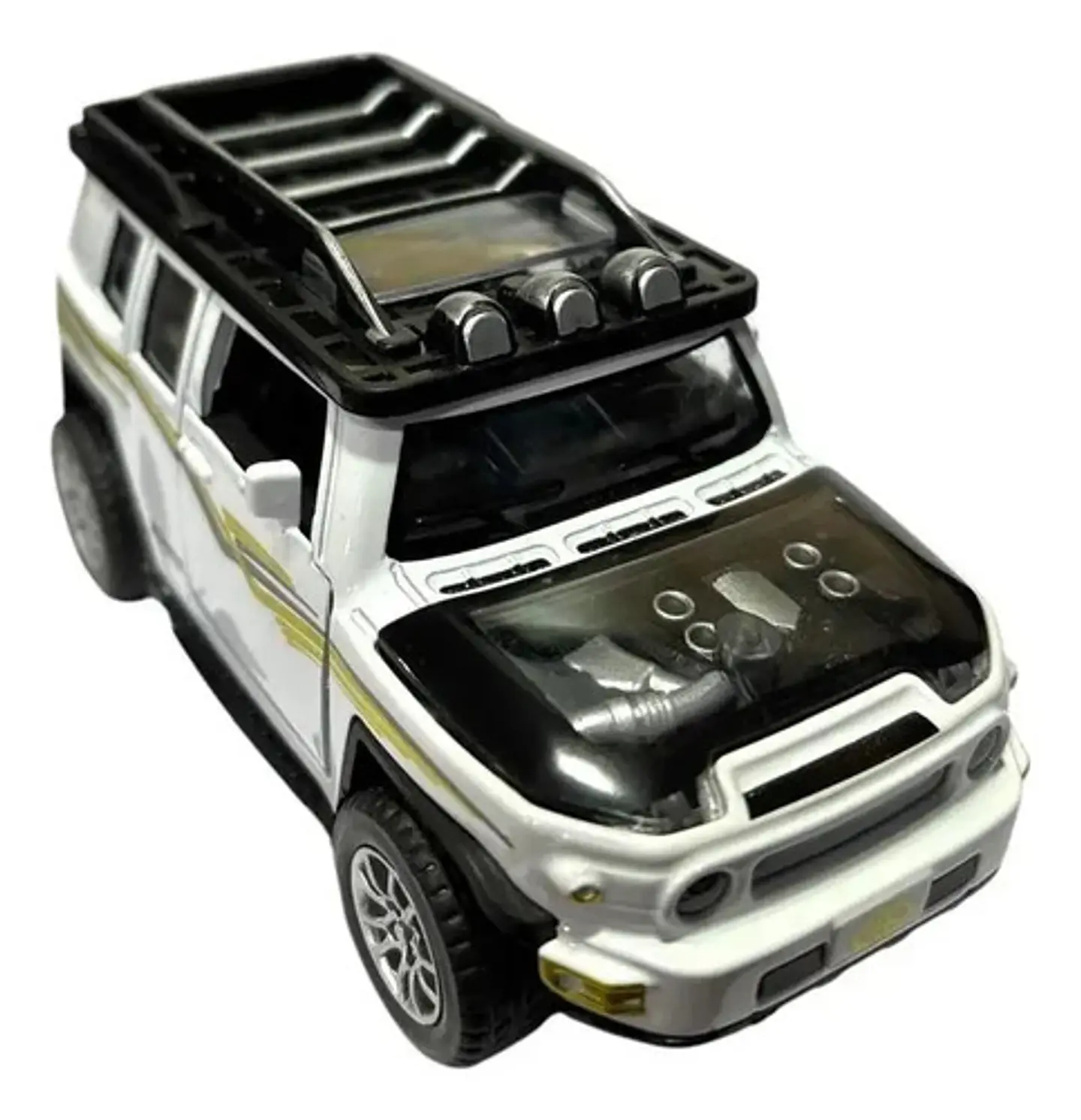Carro De Juguete Toyota Prado De Metal Con Fricción, Sonido Y Luz Blanco 3