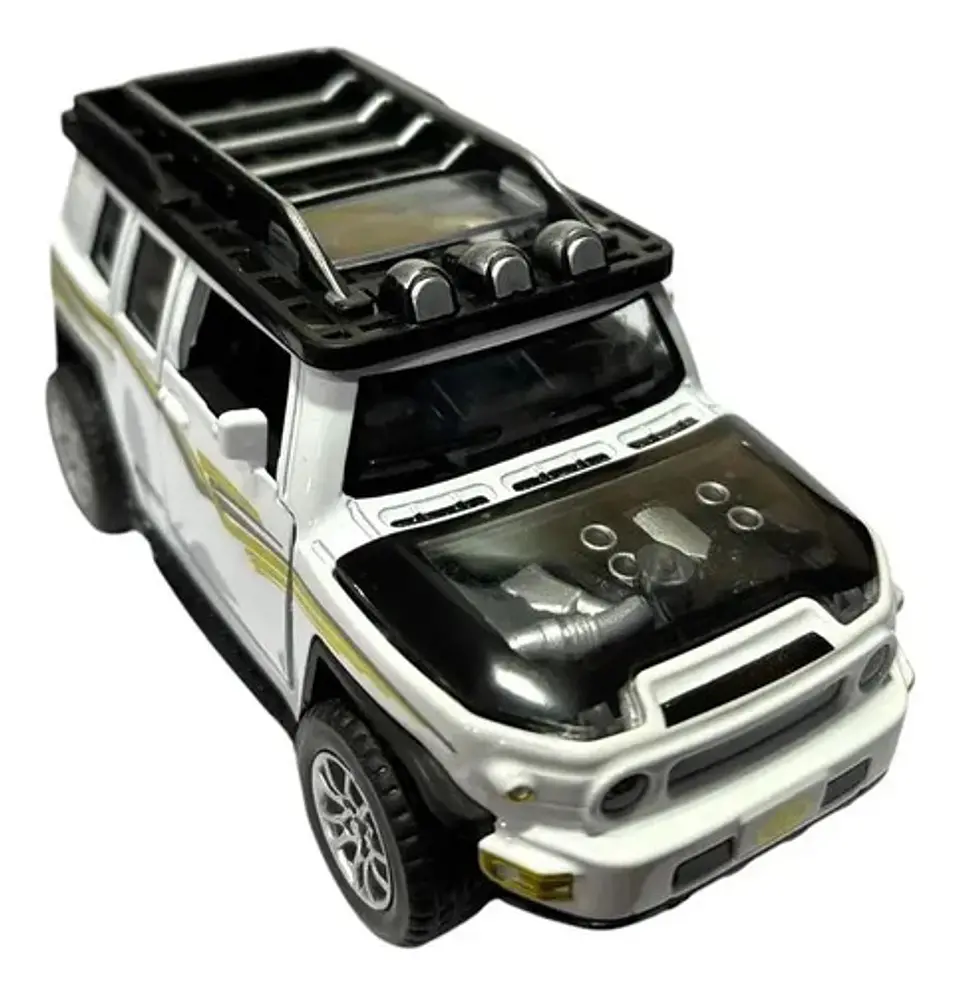 Carro De Juguete Toyota Prado De Metal Con Fricción, Sonido Y Luz Blanco 3