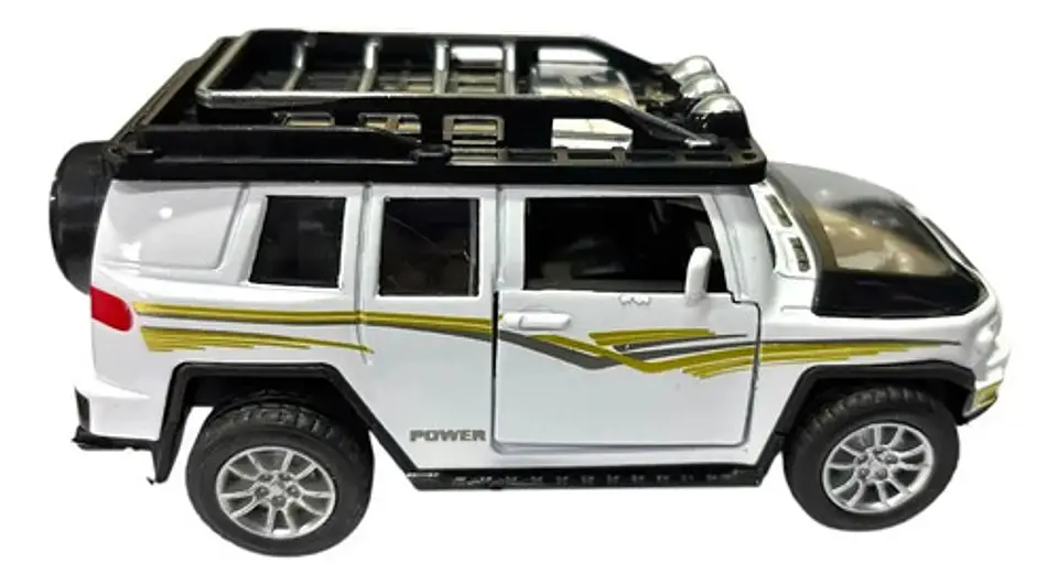 Carro De Juguete Toyota Prado De Metal Con Fricción, Sonido Y Luz Blanco 4