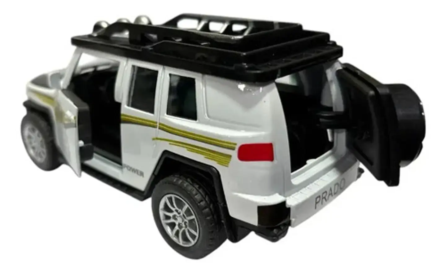 Carro De Juguete Toyota Prado De Metal Con Fricción, Sonido Y Luz Blanco 5