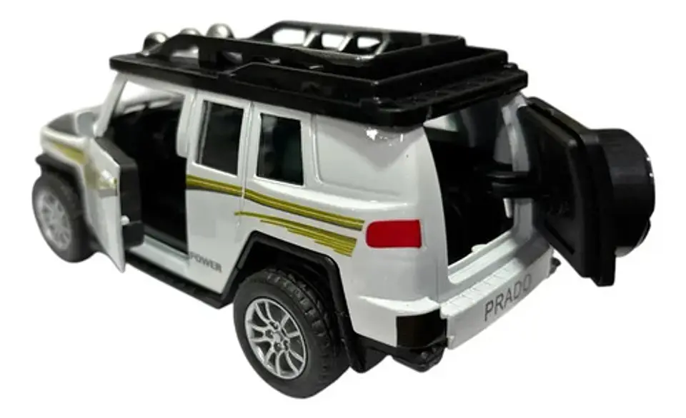 Carro De Juguete Toyota Prado De Metal Con Fricción, Sonido Y Luz Blanco 5