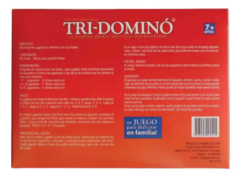 Dominó Tri-domino Juego de Estrategia para 2 a 6 Jugadores 5+ Años Plástico 2