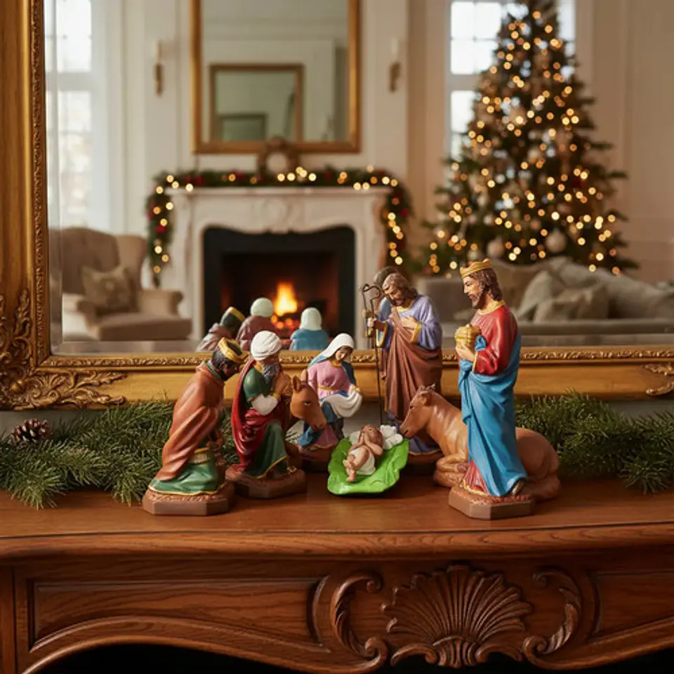 Pesebre Navideño 50 Cm Navidad María José Tres Reyes Magos  5