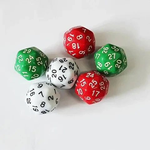 Dado 30 Lados 1 Paquete X 6 Und Juego Rol Casino Poliédricos