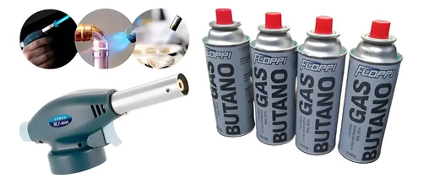Soplete + 4 Tanques Gas Butano Tuberia Reposteria Joyeria 1