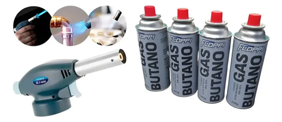 Soplete + 4 Tanques Gas Butano Tuberia Reposteria Joyeria 1