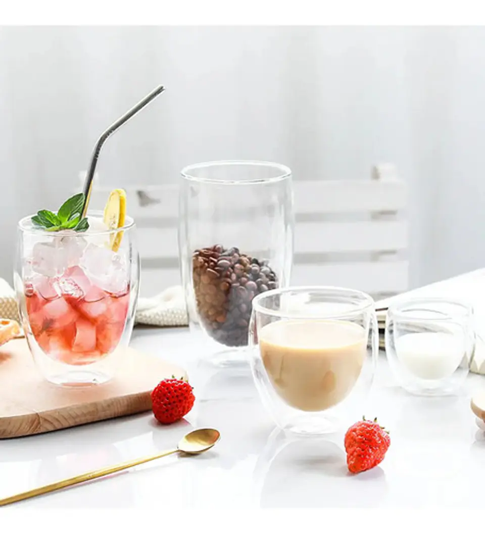 Taza Vaso Cristal Batido Cafe Doble Pared Borosilicato 650ml 2