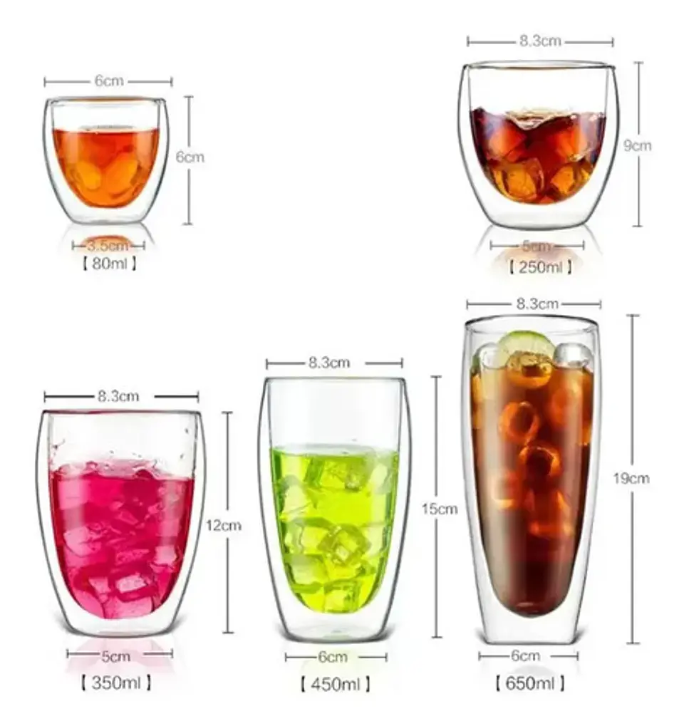 Taza Vaso Cristal Batido Cafe Doble Pared Borosilicato 650ml 10