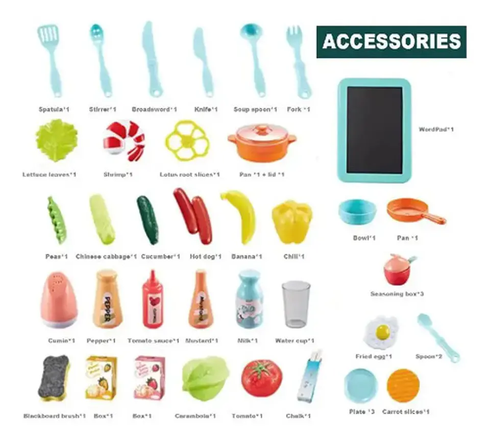 Cocina Juguete Infantil Vapor Agua Sonido Luz 42 Accesorios 4
