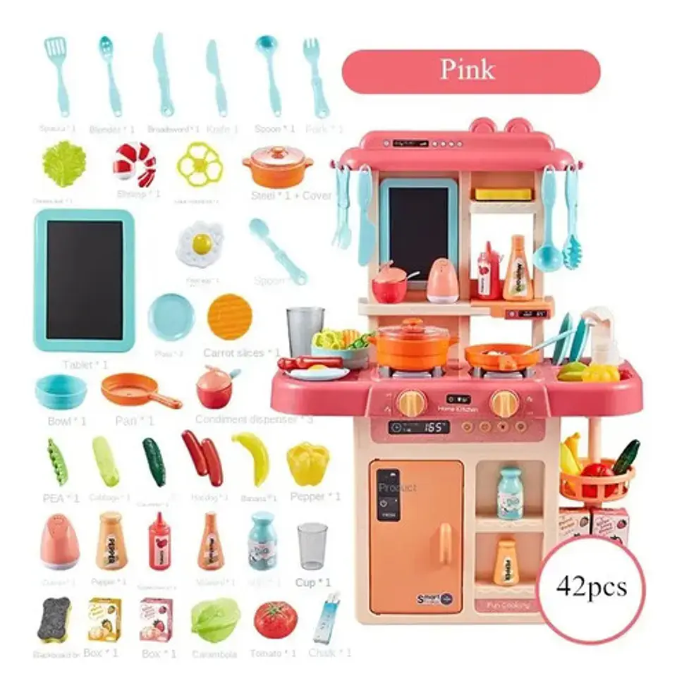 Cocina Juguete Infantil Vapor Agua Sonido Luz 42 Accesorios 5