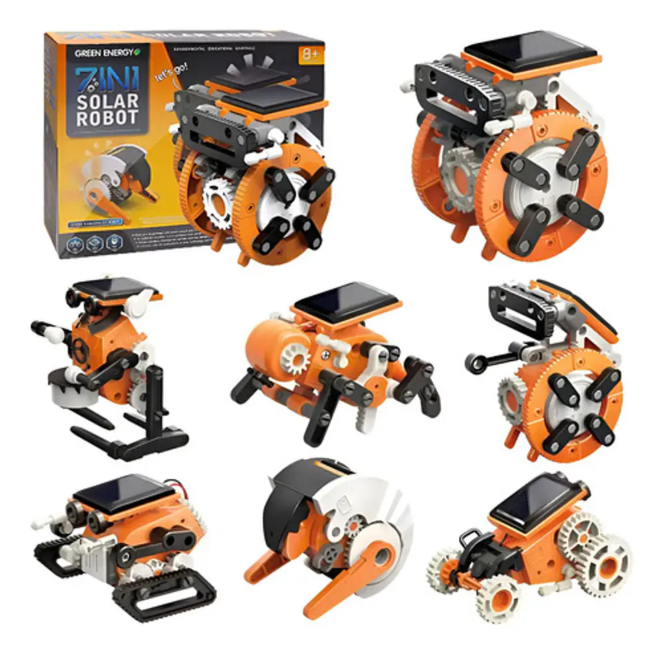 Robot Juguete Educativo Solar Para Niños Y Niñas De 5+ Años Con 7 Modelos Armables Naranja 1