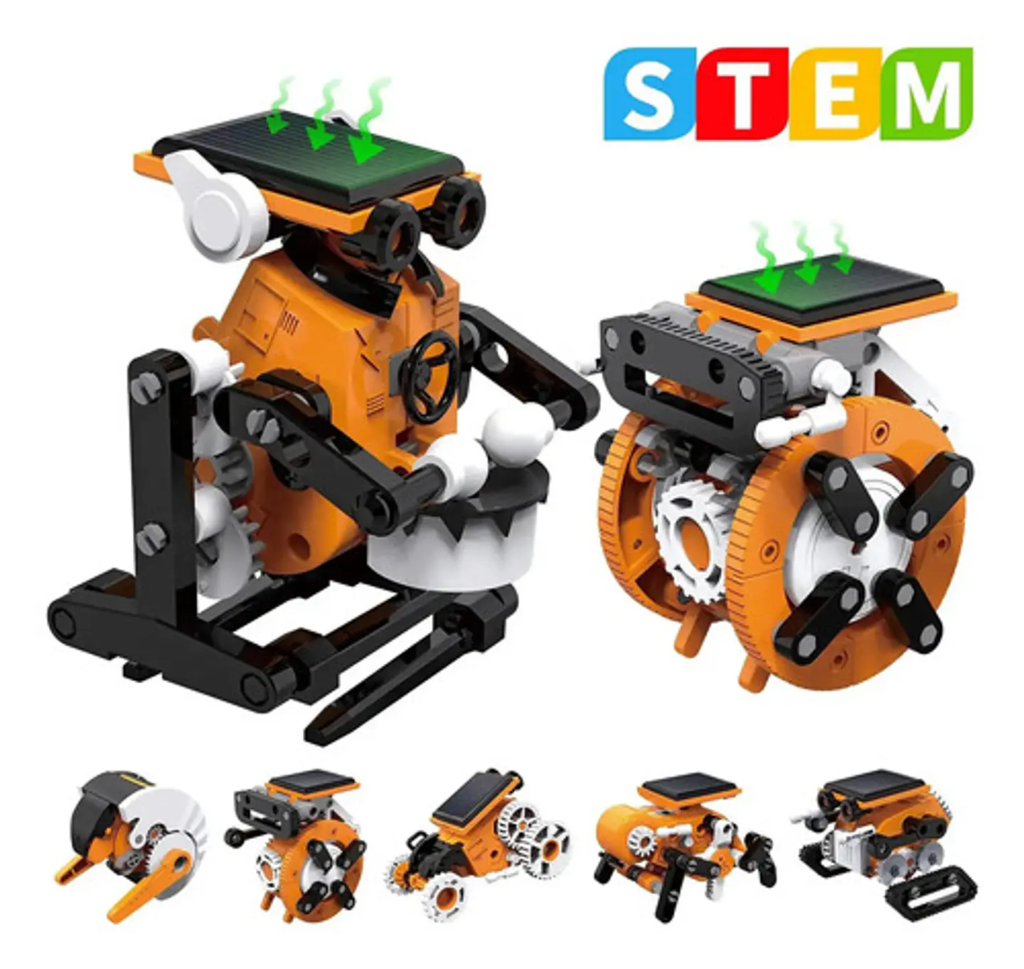 Robot Juguete Educativo Solar Para Niños Y Niñas De 5+ Años Con 7 Modelos Armables Naranja 2