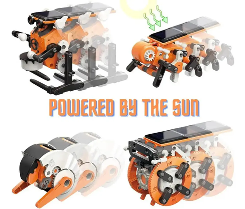 Robot Juguete Educativo Solar Para Niños Y Niñas De 5+ Años Con 7 Modelos Armables Naranja 6