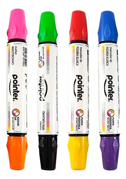Marcador Borrable Pointer Doble Punta 4 Unidades 8 Colores.