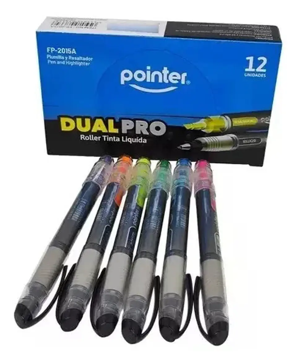 Lapicero Y Resaltador Pointer *12 Unidades Dualpro 2en1 3
