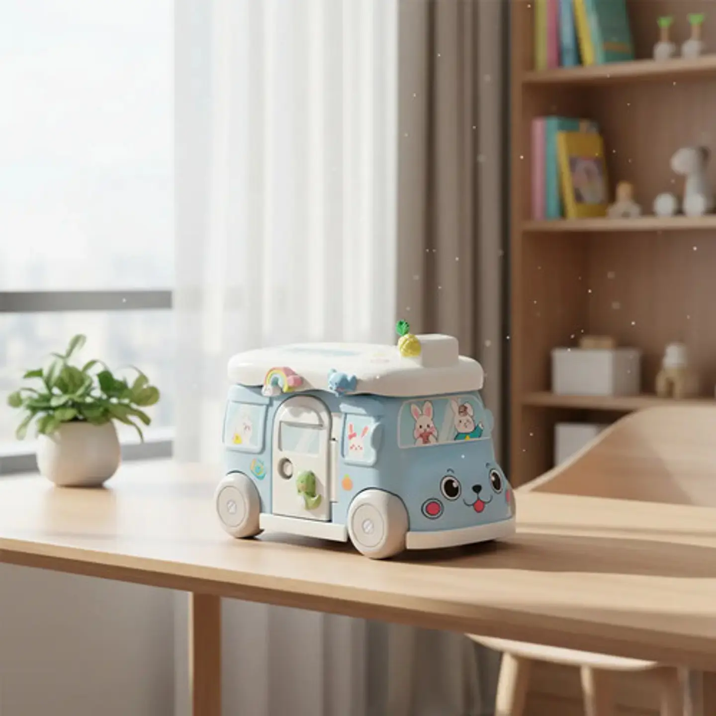 Alcancia Infantil Con Stickers Autobus Juguete Bus 2