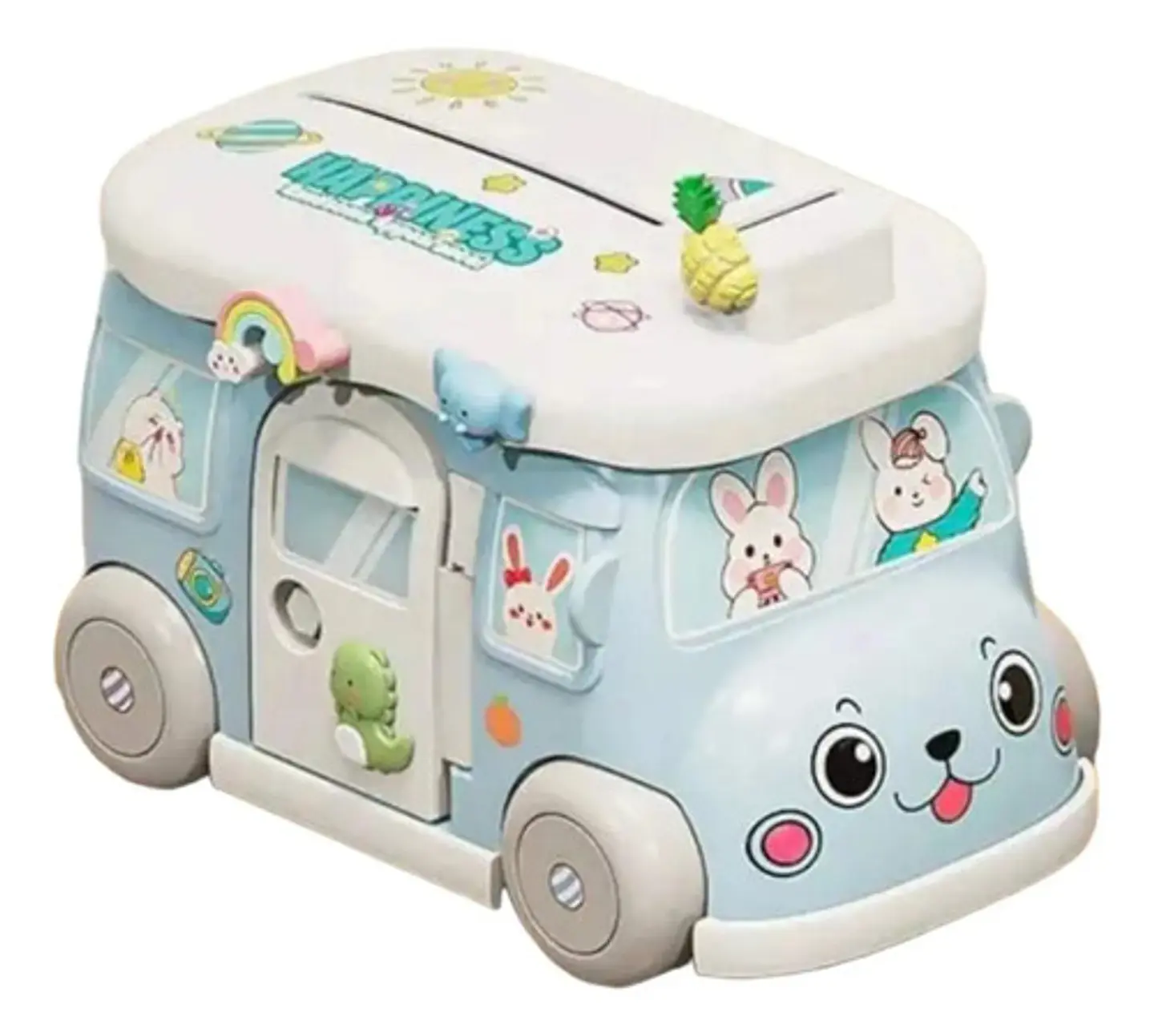 Alcancia Infantil Con Stickers Autobus Juguete Bus 3