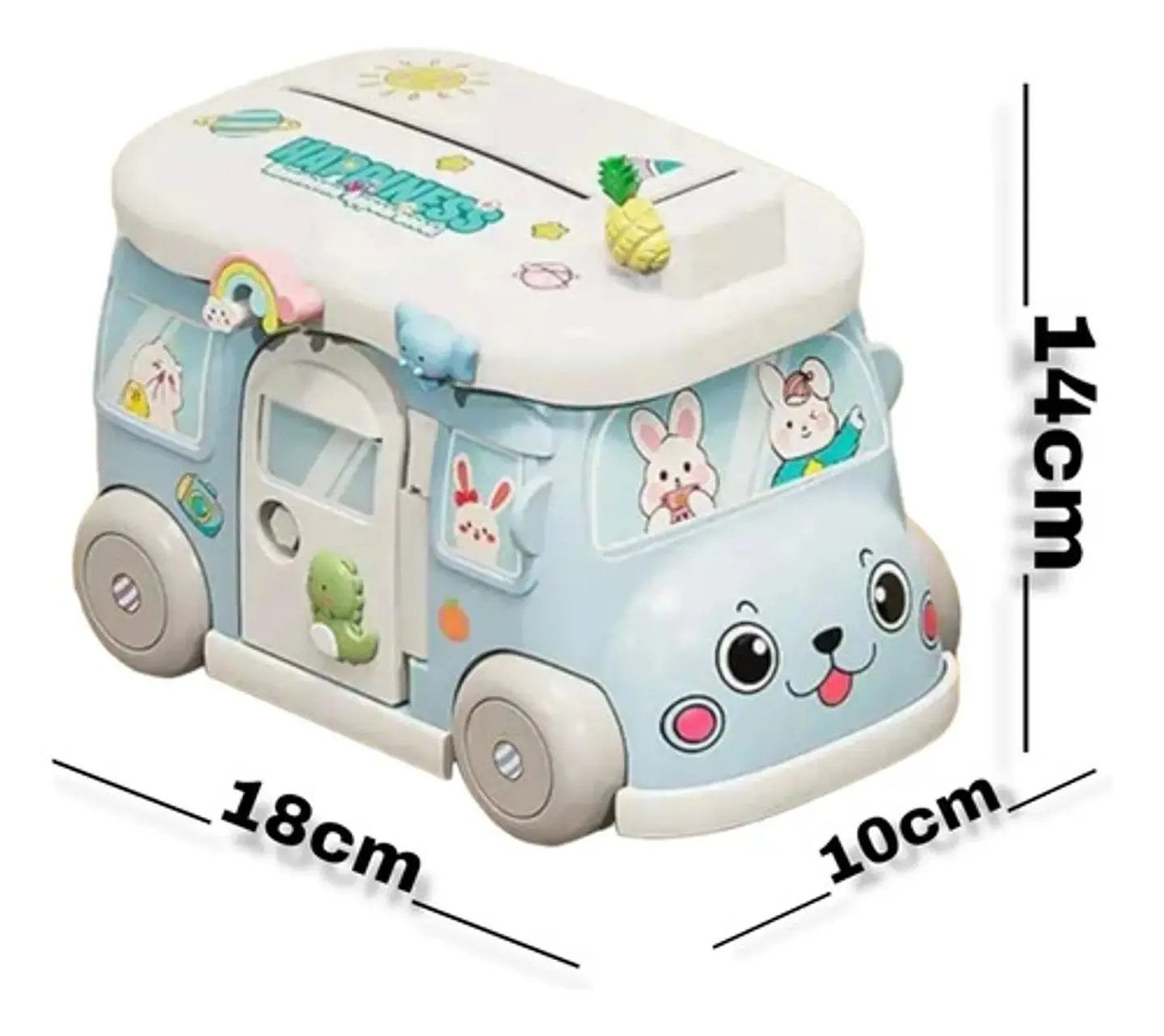 Alcancia Infantil Con Stickers Autobus Juguete Bus 4