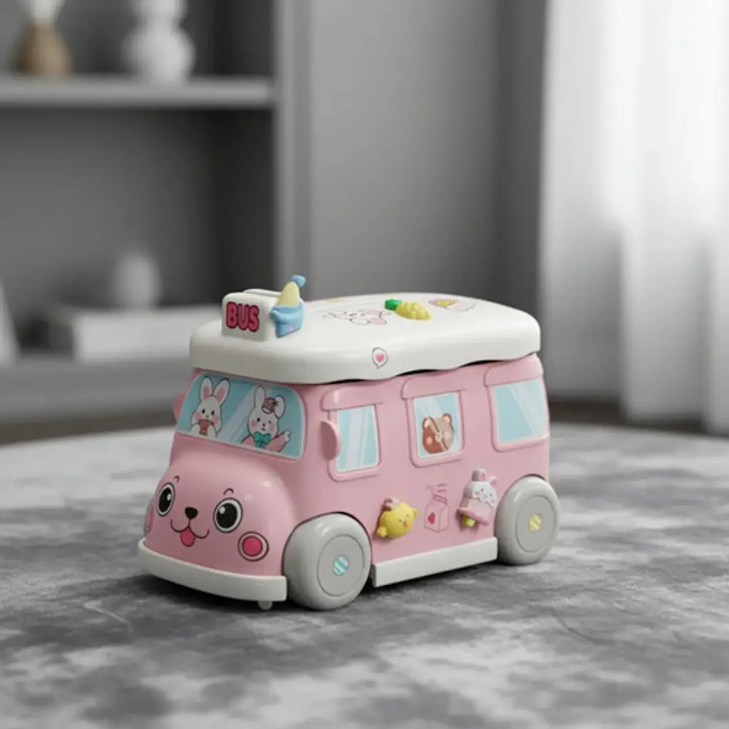 Alcancia Infantil Con Stickers Autobus Juguete Bus 8