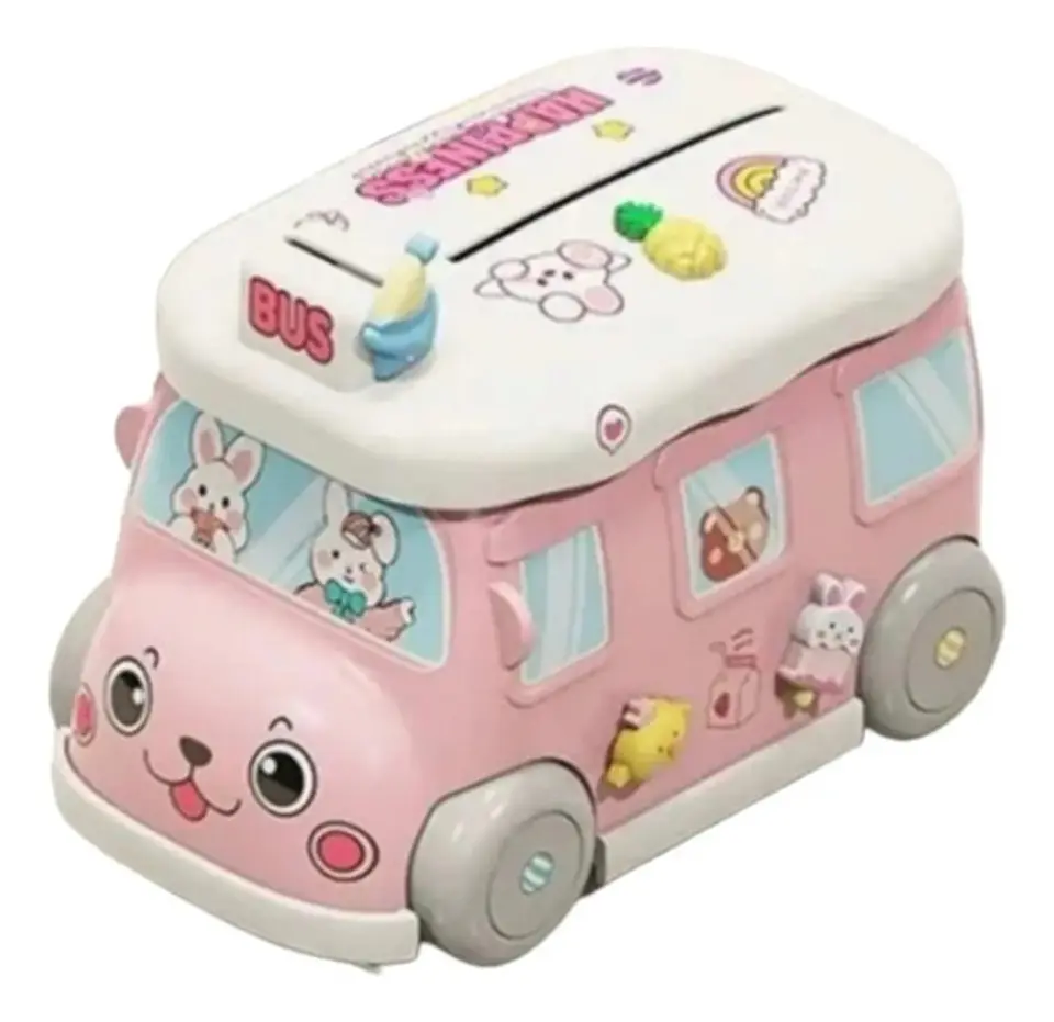 Alcancia Infantil Con Stickers Autobus Juguete Bus 9