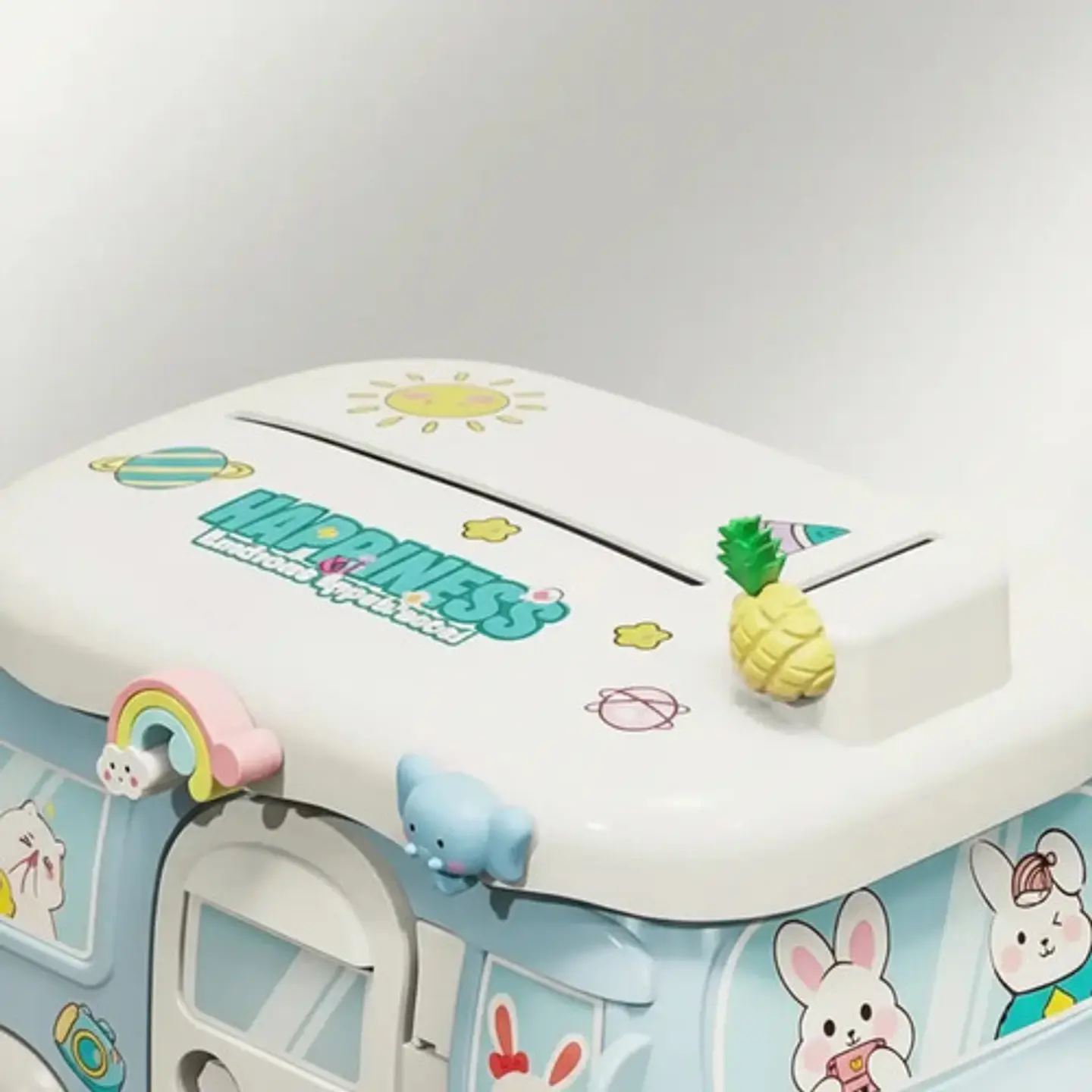 Alcancia Infantil Con Stickers Autobus Juguete Bus 11