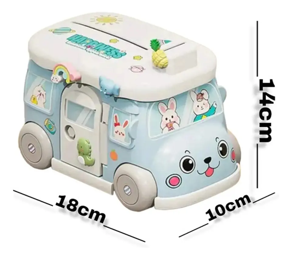 Alcancia Infantil Con Stickers Autobus Juguete Bus 12