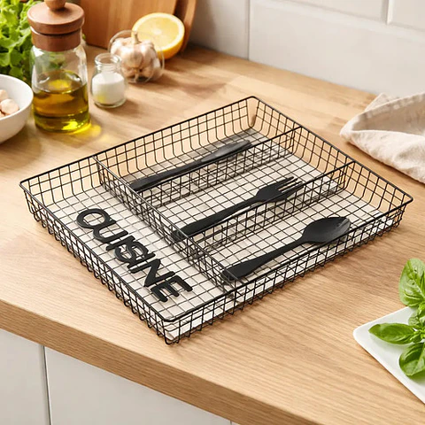Organizadores De Cubiertos Portacubiertos Utensilios Cocina Color Negro Rectangular Rama Design