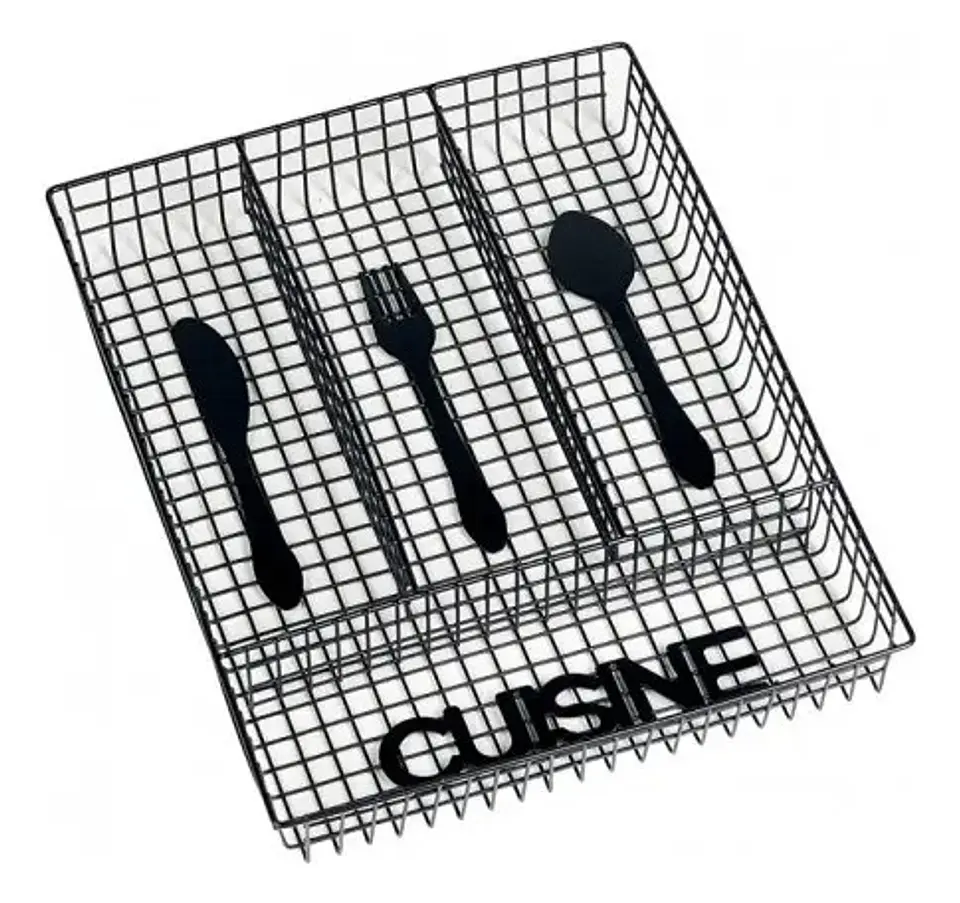 Organizadores De Cubiertos Portacubiertos Utensilios Cocina Color Negro Rectangular Rama Design 3