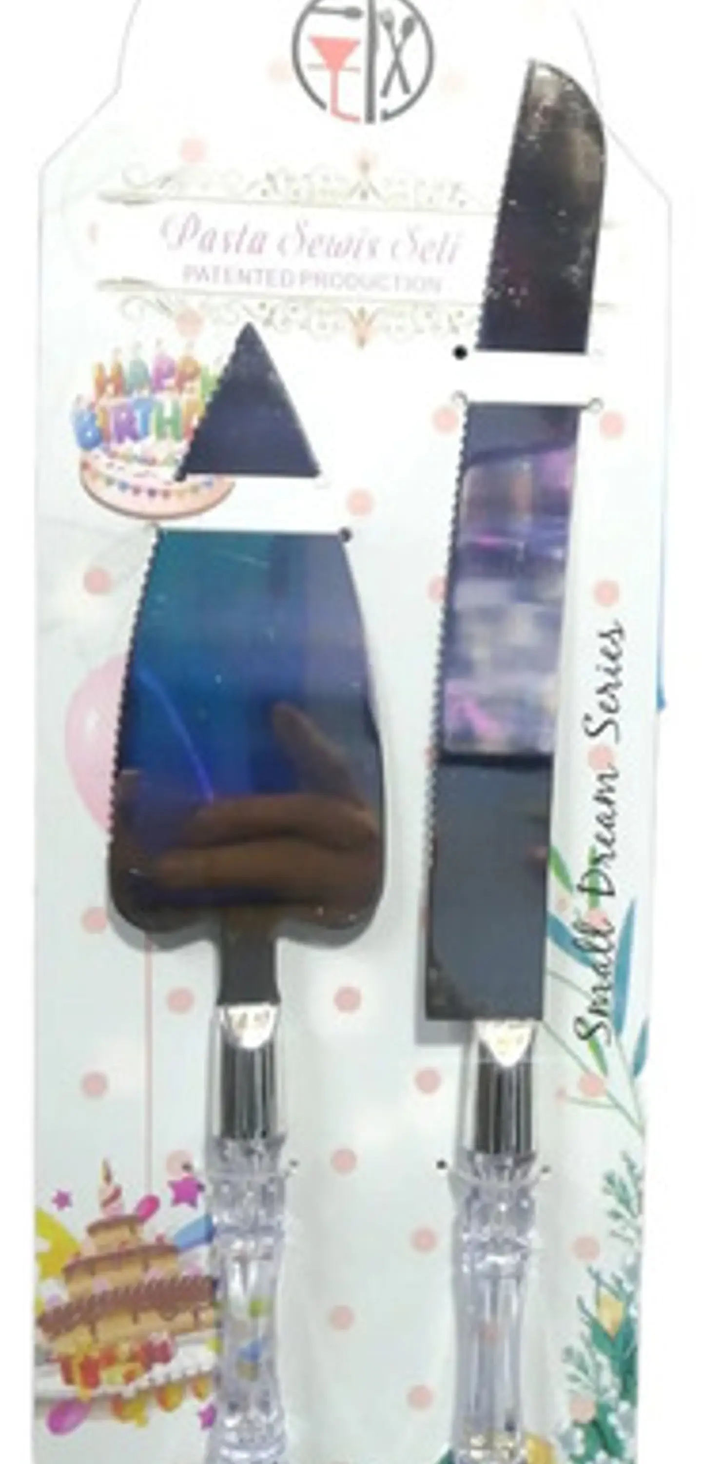 Set De Espátula Y Cuchillo En Acero Mango En  Pasta Tortas 2