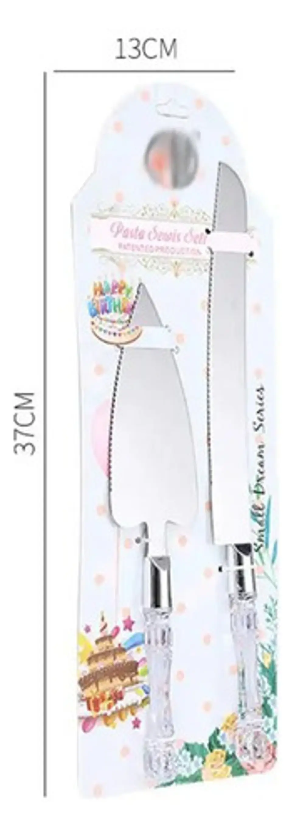 Set De Espátula Y Cuchillo En Acero Mango En  Pasta Tortas 3